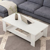 2 Tier Coffee End/Side Table Modern White Design with Storage Shelf Living Room