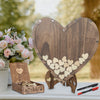 3D Wood Retro Wedding Guest Book Heart Shape Frame DIY Box W/88 Signature Heart