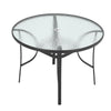 105cm Round Glass Table Metal Frame Outdoor Garden Cafe Patio Large Dining Table