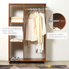 Single Mobile Open Wardrobe Storage Shelves Organizer With Clothes Hanging Rail