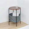 24in Antique Wood Tabletop End Table with Fabric Storage Basket Side Table