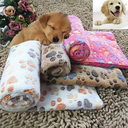 Soft Cozy Pet Warm Paw Printed Fleece Blanket for Cat Kitten Dog & Puppy UK