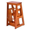 3-Tier Folding Step Stool 3-in-1 Wooden Stepladder Portable Display Flower Shelf