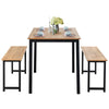 3 PCS Dining Table Set Dining Table & 2 Benches 2-4 Persons W/ Anti-Rust Frame