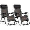 2 Pieces Foldable Zero Gravity Reclining Garden Patio Deck Chair Sun Lounger
