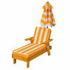Kids Outdoor Chaise Lounge Chair Children Portable Cushioned Lounger W/ Umbrella