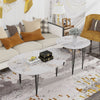 2pcs Luxury Coffee Table Marble Effect Cafe Center Table Living Room Bedroom Dec