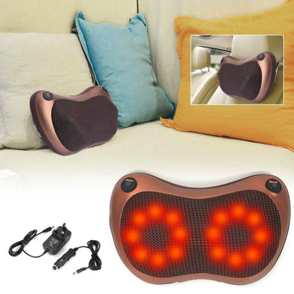 Electric Lumbar Neck Back Massage Pillow Massager 16 Kneading Cushion Heat Home