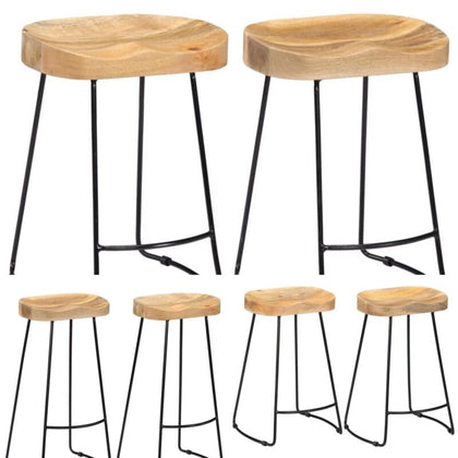 Solid Mango Wood Gavin Bar Stools Kitchen Dining Seat Multi Sizes vidaXL