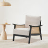 Wooden Frame Armchair Mid Century Style Accent Chair Leisure Sofa Rattan Armrest