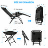 Garden Folding Table and 2 Zero Gravity Sun Lounger Chairs Set with 2 Cupholders