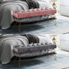 Long Seat Bench Dining Chairs Soft Velvet Padded Golden Steel Legs Lounge Stool