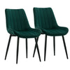 Set of 2 Dining Chairs Velvet Padded Seat Metal Leg Kitchen Chairs Multicolor