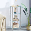Pair of 4 Tier Clear Tempered Glass Side End Lamp Table Bedside Table w/ Shelves