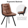 Set of 2 Dining Chair Brown Faux Leather Double Layer Padded Seat Dining Room