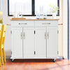 White Kitchen Island Breakfast Bar Block Cabinet Storage Trolley Cart Table Home