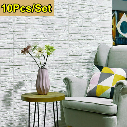 10X 3D Soft Tile Brick Wall Sticker Self-adhesive Waterproof Foam Panel Home