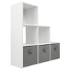White 3 Tier 6 Cube Storage Bookcase Shelf Display Unit Grey Fabric Shelving Box