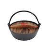 Cast Iron Japanese Cooking Griddle Pan Pot Wooden Lid Outdoor Camping Kitchen