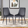 Pair of Faux Leather Velvet Dining Chiars Padded Seat Metal Legs Kitchen Chair