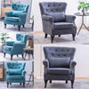 Upholstered Wing Back Chesterfield Sofa Velvet Button Tub Chair Scallop Armchair