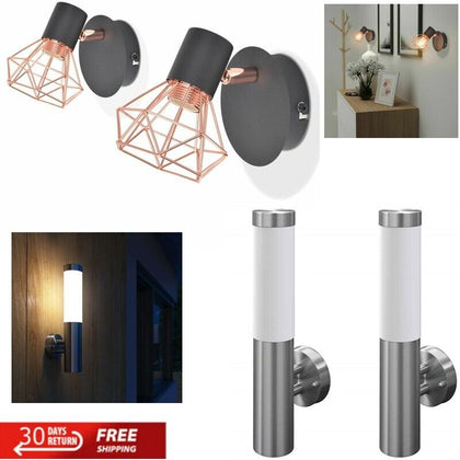 2x Modern Outdoor Floodlight Stainless Steel Garden Wall Mount Waterproof Patio