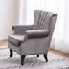 Modern Velvet Oyster Wing Back Rolled Armchair Queen Anne Lounge Sofa w/Nailhead