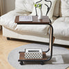 C Shaped Side Table with Wheels for Living Room Mobile Sofa Side End Tables