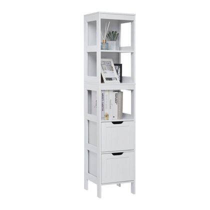 Bathroom Tall Cabinet Storage Unit Organizer Tower w/Shelves Cupboard White
