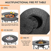 4 in 1 Outdoor Fire Pit Dining Table Round Wood Burning Fire Bowl W/ Mesh Cover