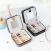 Small Portable Jewellery Box Organizer PU Leather with Mirror for Ring Necklace