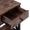 Wooden Bedside Table Cabinet Industrial 1-Drawer Side Table Nightstand Steel Leg