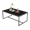 Industrial Marble Top Center Coffee Table Generously Sized with Metal Frame