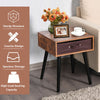 Industrial Nightstand Wooden Bedside Table Removable Fabric Drawer End Table