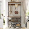 Coat Rack Stand Hall Tree w/ 5 -tier Shoe Storage Rack Large Hall Stand