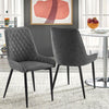 2pcs Faux Leather Cushioned Dining Chairs Set Metal legs Restaurant Chair Grey