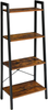 Ladder Shelf, Bookshelf, 4-Tier Storage 4 Tier, Rustic Brown + Black