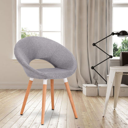 1/2x Linen Dining Chair Reception Restaurant Kitchen Living Room Chair Wood Leg