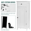 Bathroom Storage Cabinet Floor Standing Wooden Cupboard w/ Single Door & Drawer