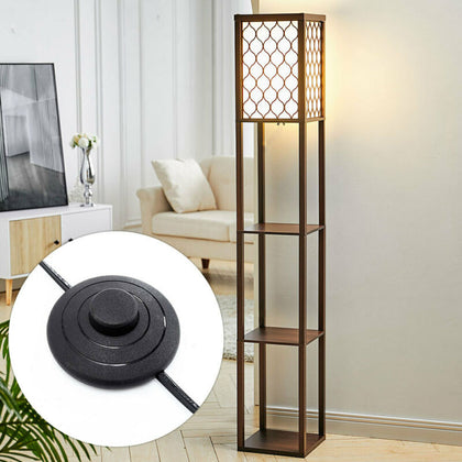 3-Tier Shelf Floor Lamp Standing With Light Shade Cage Standard Light Storage UK