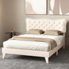 King Size Modern Linen Upholstered Platform Bed Frame Wooden Slats Bed Frame