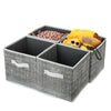 4Pcs Non-woven Fabric Square Canvas Foldable Storage Cubes Box Collapsible Grey