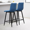 2X Blue Velvet Bar Stools Breakfast Stool Kitchen Pub Chairs Padded 65cm Seat