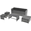 6-seater 7-angle Backrest Sofa Table PE Rattan Garden Furniture Patio Lounge Set