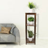 Vintage Carving Art Bamboo Tall Plant Stand Pot Holder Home Side Table End Table