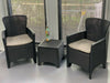 Suntime Roma Balcony Bistro 3pc Set - Plastic Rattan Garden Furniture w/Cushions