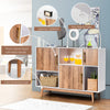 Wooden Storage Cabinet Floor Standing Bookcase Sideboard with Doors Open Shelves