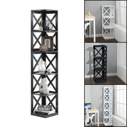 3/5Tier Wooden Corner Shelf Stand Bookshelf Home Storage Furniture Shelving Rack