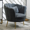 Upholstered Matte Velvet Armchair Lounge Scalloped Oyster Lotus Lounge Tub Chair