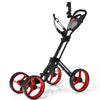 4 Wheel Golf Trolley Lightweight Folding Golfs Push Pull Cart with Umbrella